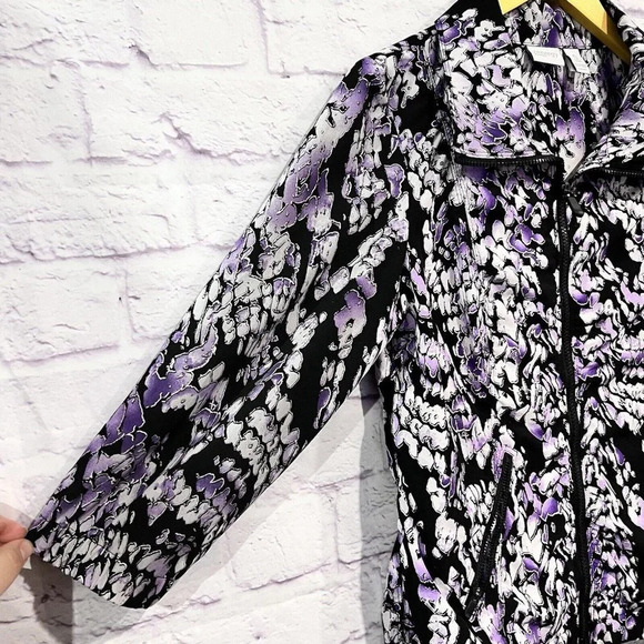 Chico's Zynergy Womens Black Purple Full Zip Front Jacket - Picture 5 of 12